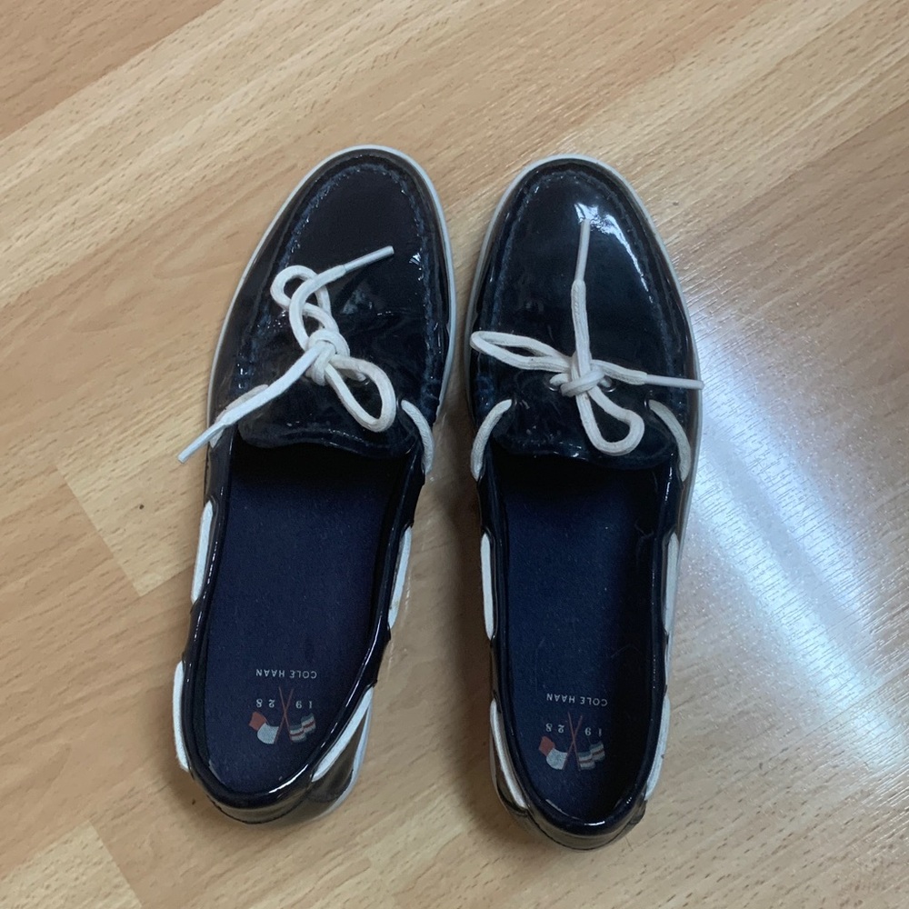 Cole Haan Navy Blue and White Loafers